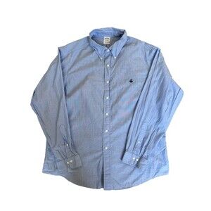 Brooks Brothers Polo Shirt XXL Extra Slim Fit Blue Button Down Logo Cotton